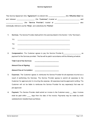 free payment agreement template
