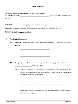 rental property lease agreement template