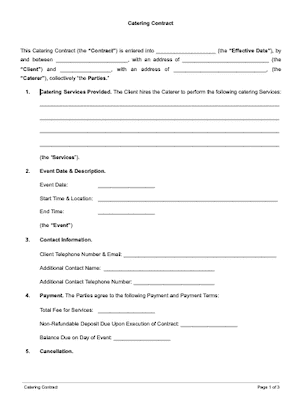 Catering Contract Template Word clonazepamiia