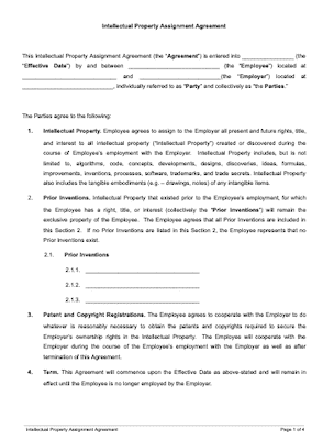 Intellectual Property Contract Template prntbl