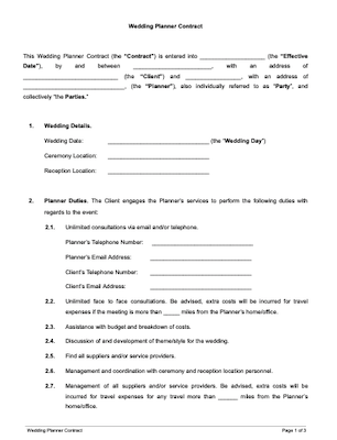 party planner contract