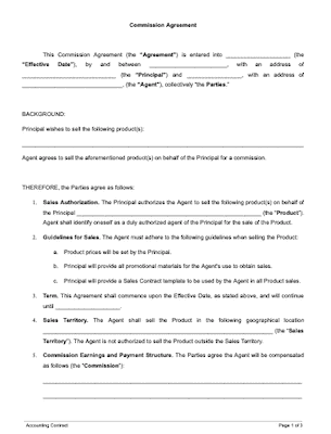 Commission Agreement Template Word